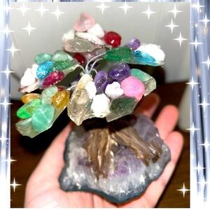 Amethyst Crystal Chip Tree Figurine Decor